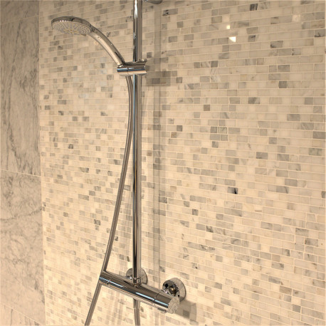 Mosaïque sur filet | 28.2x30.5 cm | Mosaïque de marbre Carrara Vieux Blanc