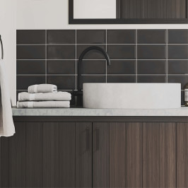 Carreaux muraux en céramique | 10x20 cm | Biseauté Black Mat