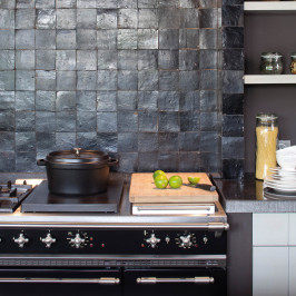 Zellige Marocain | 10x10 cm | Zellige Tundra zellige, carrelages mural, noir, carrelage Marocain, fait main, impermo