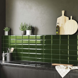 Carreaux muraux en céramique | 10x20 cm | Biseauté Green