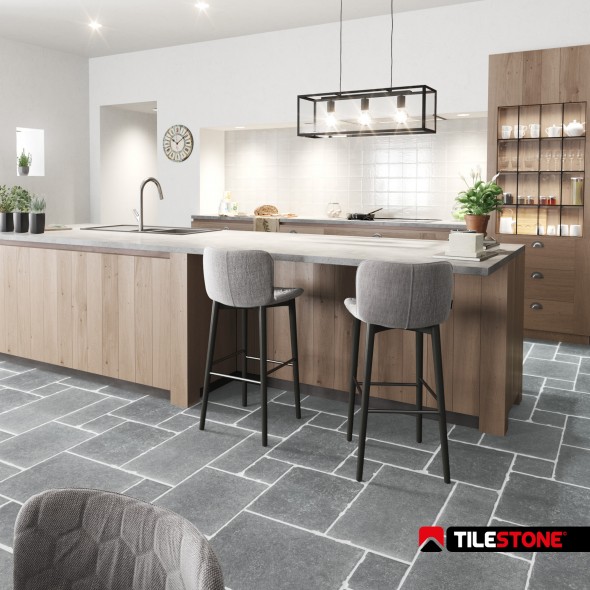 carrelages imitation pierre bleue, carrelage sol, look de la pierre bleue, gris medium, bleu, Impermo, rural & paysan